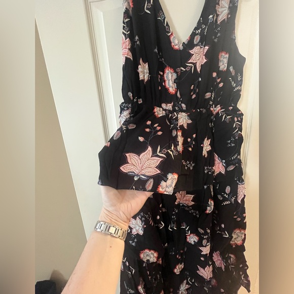 Wishlist Apparel Floral Black and Pink Women's Mid Calf Dress Size Medium - Picture 3 of 16